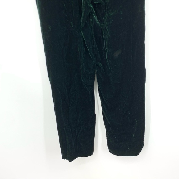 Sandro Paris Women Size 1 Small 4 Pants Green Velour Velvet Slim Pull On Trouser - Picture 7 of 10